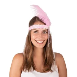 Badaboum Bandeau Charleston Sequins Grande Plume Rose P Le