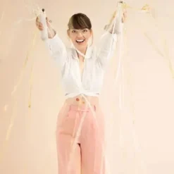 Badaboum Banderole A Lancer A La Main Blanc Et Or 6M