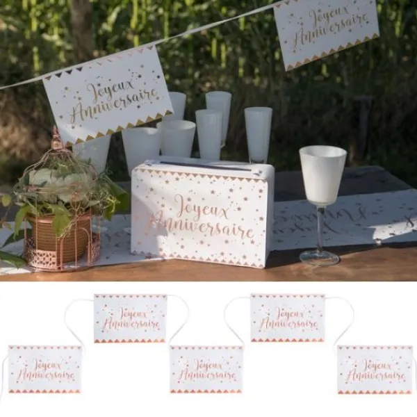 Discount Banderole Joyeux Anniversaire Rose Gold Theme Joyeux Anniversaire