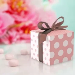 Discount Boite A Drag Es Bapt Me A Pois Rose X 10 Pi Ces Theme Bapteme