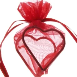 Badaboum Boite A Dragees Coeur En Organza Rouge X 4 Pi Ces