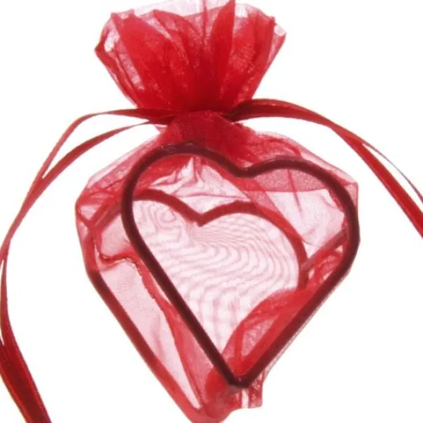 Badaboum Boite A Dragees Coeur En Organza Rouge X 4 Pi Ces