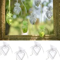 Badaboum Boite A Dragees Coeur En Organza Blanc X 4 Pi Ces