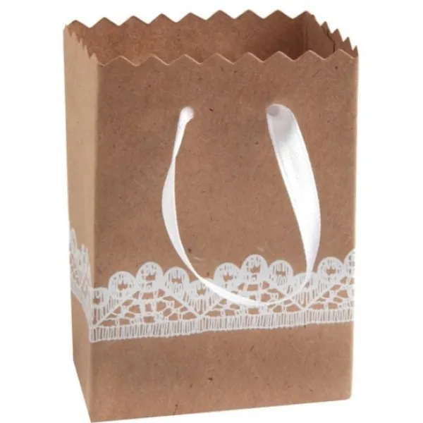 Boite A Dragees Kraft Dentelle Avec Ruban Satin X6 Pi Ces Theme Dentelle