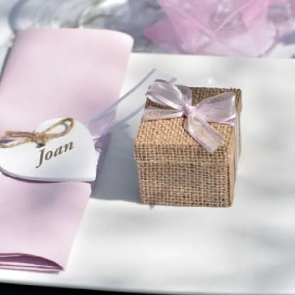 Best Boite Dragees Carr E En Jute Naturelle X 4 Pi Ces Theme Jute