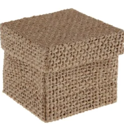 Best Boite Dragees Carr E En Jute Naturelle X 4 Pi Ces Theme Jute