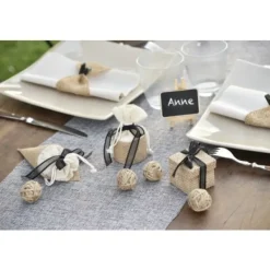 Best Boite Dragees Carr E En Jute Naturelle X 4 Pi Ces Theme Jute