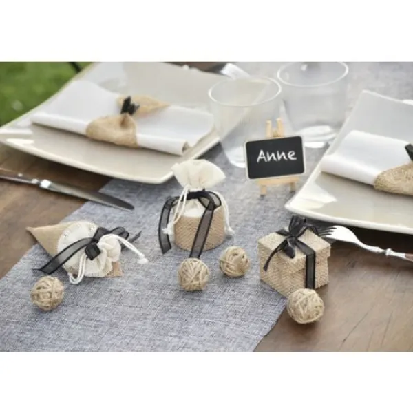 Best Boite Dragees Carr E En Jute Naturelle X 4 Pi Ces Theme Jute