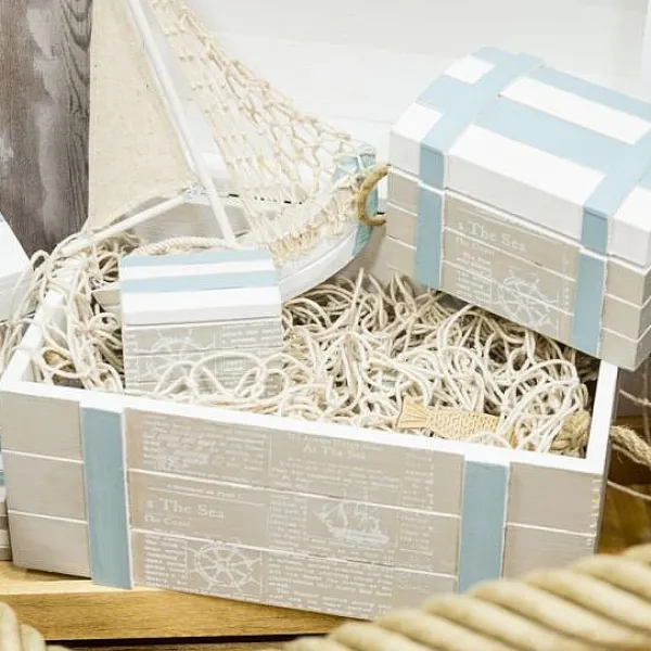 Badaboum Boite Dragees Coffre Marin Blanchi En Bois Outlet