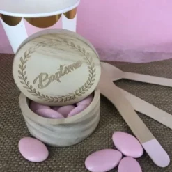 Discount Boite Dragees En Bois Grav Bapt Me Theme Bapteme