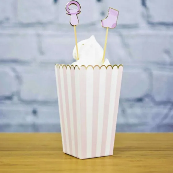 Outlet Boites Pop-Corn Rose Pastel Et Blanche X8 Pi Ces Theme Deco Pastel