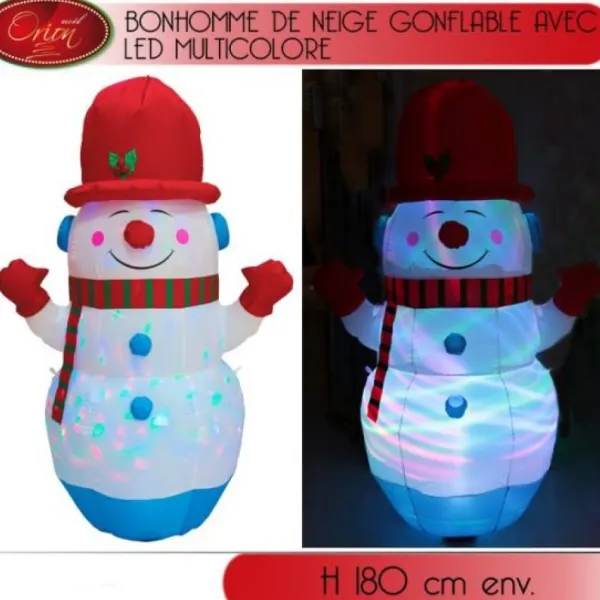 Badaboum Bonhomme De Neige Gonflable Avec Led Multicolore Outlet