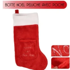 Badaboum Botte De Noel En Tissu Peluche Avec Sa Poche Brod E Clearance