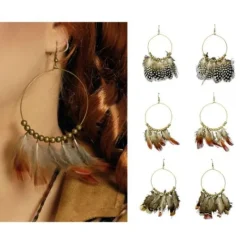 Badaboum Boucles D'Oreilles En Plumes 3 Assorties