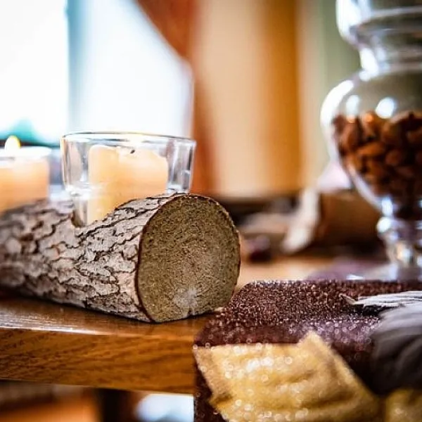 Badaboum Bougeoir Double Rondin De Bois Avec 2 Photophores