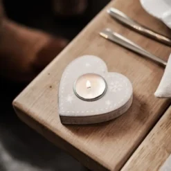 Badaboum Bougeoir En Bois Forme Coeur Naturel