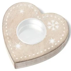 Badaboum Bougeoir En Bois Forme Coeur Naturel