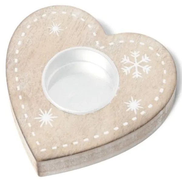 Badaboum Bougeoir En Bois Forme Coeur Naturel