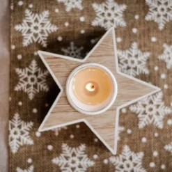 Badaboum Bougeoir En Bois Forme Toile Naturel