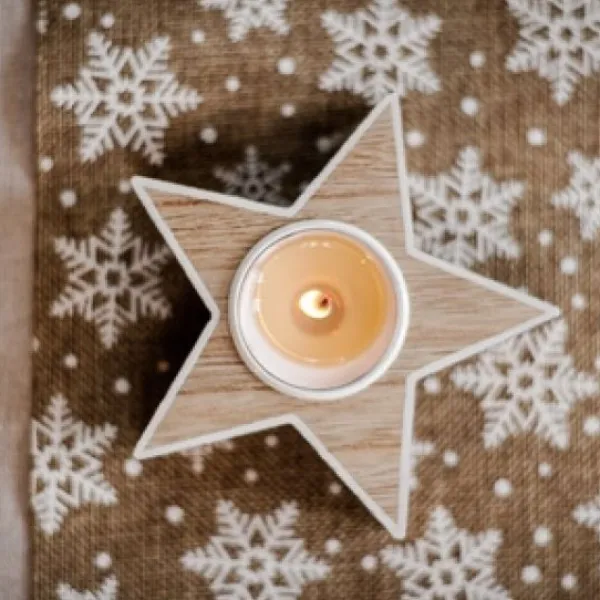 Badaboum Bougeoir En Bois Forme Toile Naturel