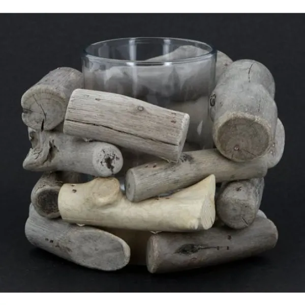 Badaboum Bougeoir En Bois Nature 13Cm