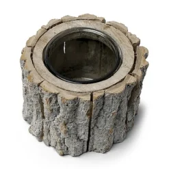 Badaboum Bougeoir Rondin De Bois Avec Photophore New