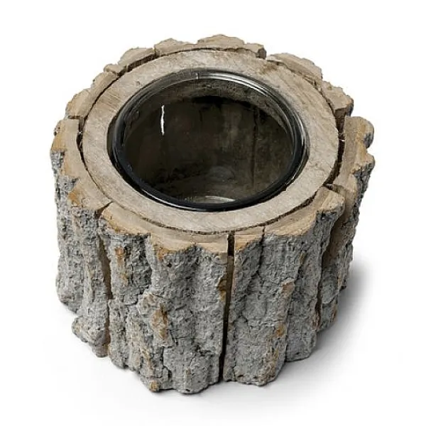 Badaboum Bougeoir Rondin De Bois Avec Photophore New