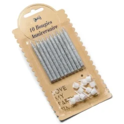 Best Bougie Anniversaire Argent Paillet Es X 10 Pi Ces Theme Joyeux Anniversaire