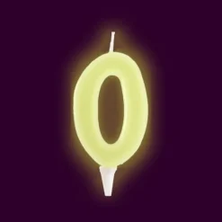 New Bougie Anniversaire Chiffre 0 Phosphorescente Theme Joyeux Anniversaire
