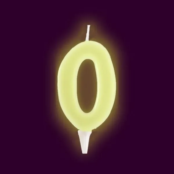 New Bougie Anniversaire Chiffre 0 Phosphorescente Theme Joyeux Anniversaire