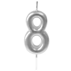 Outlet Bougie Anniversaire Chiffre 8 Argent Theme Joyeux Anniversaire