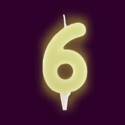 New Bougie Anniversaire Chiffre 6 Phosphorescente Theme Joyeux Anniversaire