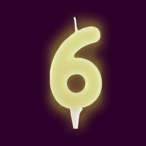 New Bougie Anniversaire Chiffre 6 Phosphorescente Theme Joyeux Anniversaire