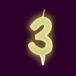 Outlet Bougie Anniversaire Chiffre 3 Phosphorescente Theme Joyeux Anniversaire