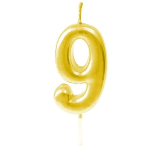 Sale Bougie Anniversaire Chiffre 9 Or Theme Joyeux Anniversaire
