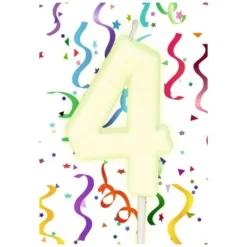 Bougie Anniversaire Chiffre 4 Phosphorescente Theme Joyeux Anniversaire