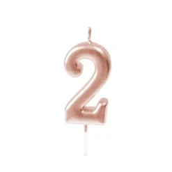 Clearance Bougie Anniversaire Chiffre 2 Rose Gold Theme Joyeux Anniversaire