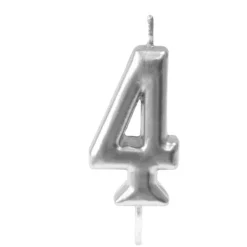 Sale Bougie Anniversaire Chiffre 4 Argent Theme Joyeux Anniversaire