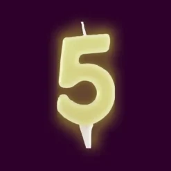 Sale Bougie Anniversaire Chiffre 5 Phosphorescente Theme Joyeux Anniversaire