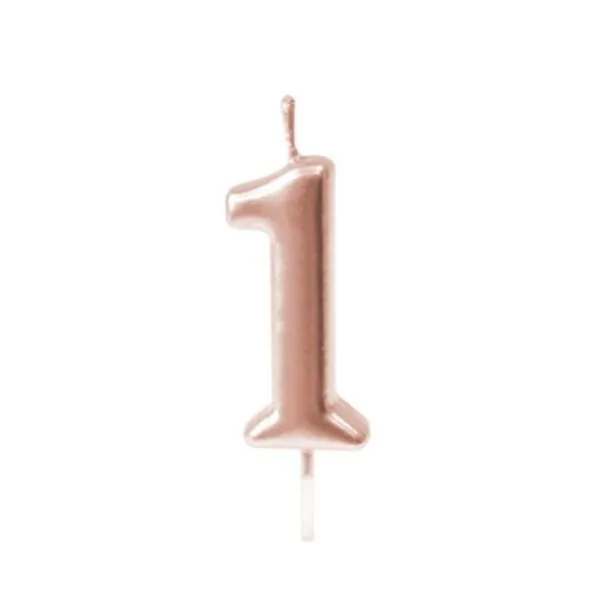 Clearance Bougie Anniversaire Chiffre 1 Rose Gold Theme Joyeux Anniversaire