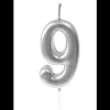 Sale Bougie Anniversaire Chiffre 9 Argent Theme Joyeux Anniversaire