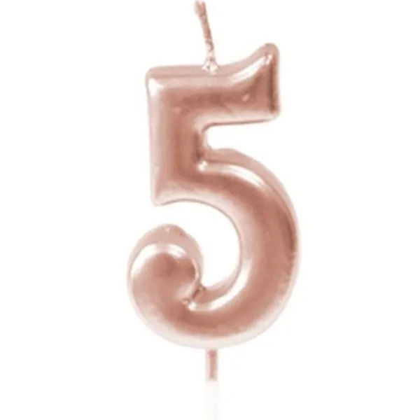 New Bougie Anniversaire Chiffre 5 Rose Gold Theme Joyeux Anniversaire