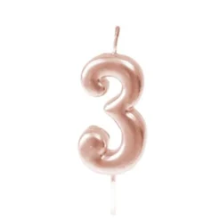 Hot Bougie Anniversaire Chiffre 3 Rose Gold Theme Joyeux Anniversaire