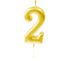New Bougie Anniversaire Chiffre 2 Or Theme Joyeux Anniversaire
