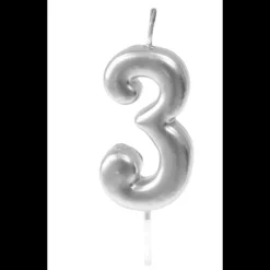 Online Bougie Anniversaire Chiffre 3 Argent Theme Joyeux Anniversaire