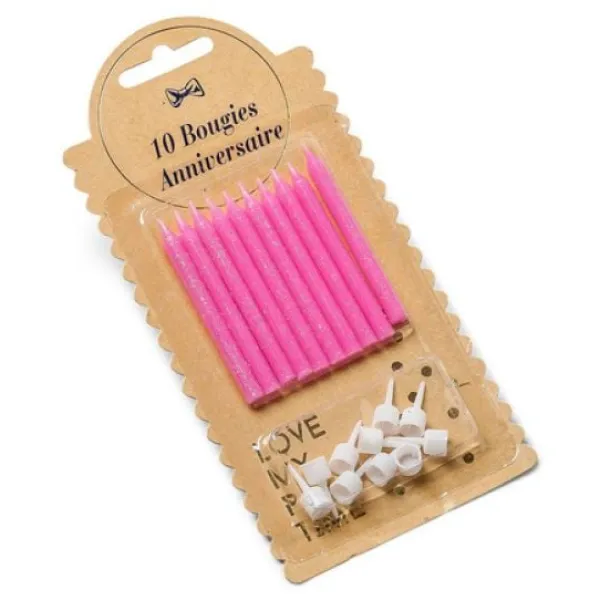 Online Bougie Anniversaire Fuchsia Paillet Es X 10 Pi Ces Theme Joyeux Anniversaire