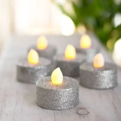 Badaboum Bougie Chauffe Plat Led Paillet Argent X 3 Pi Ces New