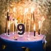 Online Bougie Chiffre 9 Paillet E Bleu Marine Theme Joyeux Anniversaire
