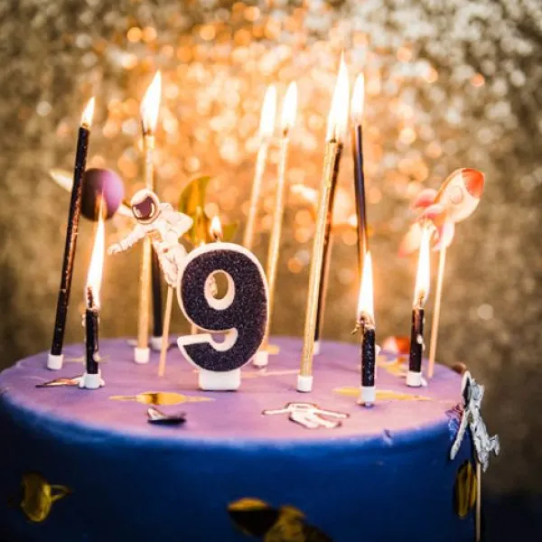 Online Bougie Chiffre 9 Paillet E Bleu Marine Theme Joyeux Anniversaire