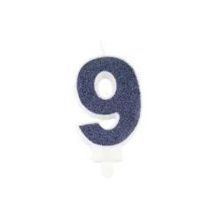 Online Bougie Chiffre 9 Paillet E Bleu Marine Theme Joyeux Anniversaire
